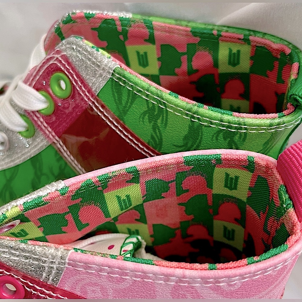 WICKED GLINDA ELPHABA Women's High Top Sneaker Shoes SIZE 8 Pink & Green NEW - Picture 6 of 16